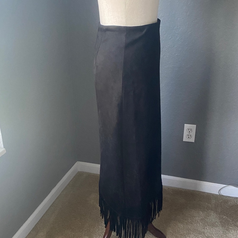Zara Black Faux Asymmetrical Fringed Skirt - Picture 4 of 4